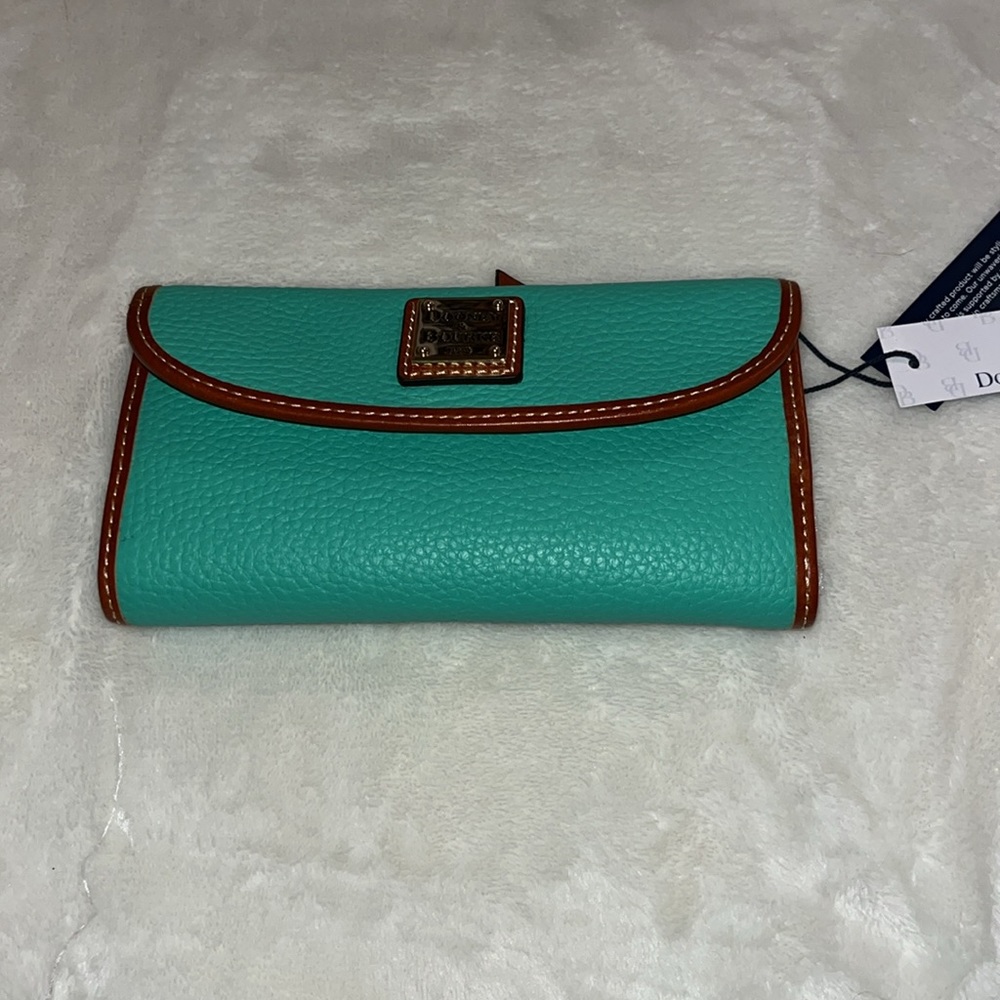 Teal and brown wallet
